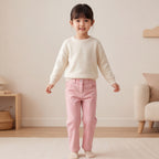 Girls Pink Adjustable Elasticated Waist Denim Trousers