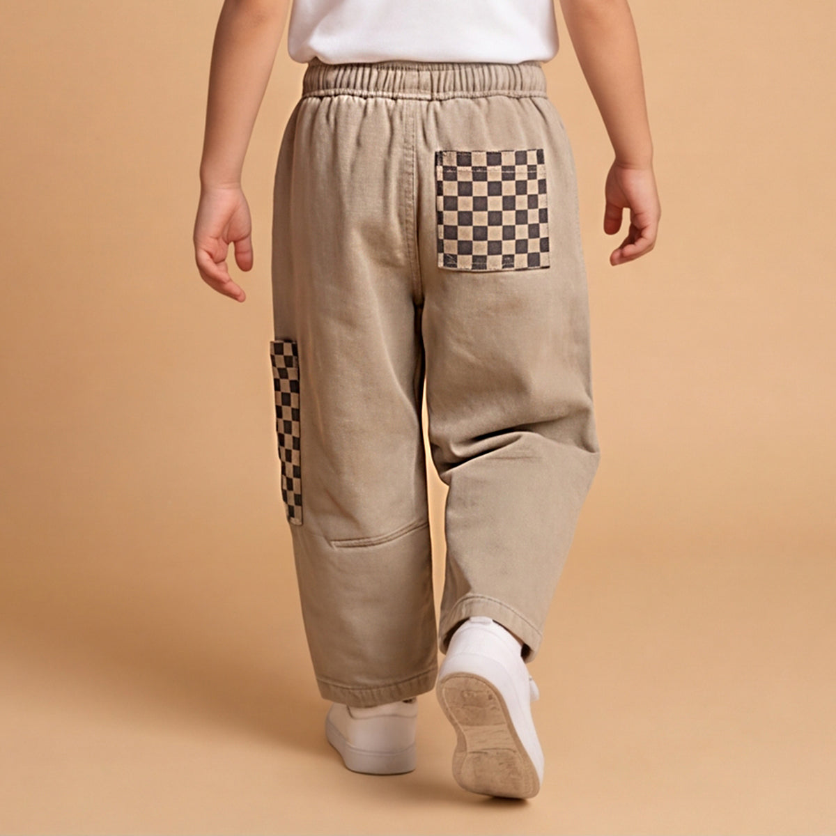Boys Khaki Elasticated Cotton Twill Trousers