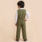Toddler Boys Green 3Pcs Outfit Set Shirt with Waist Coat and Pants Suit
