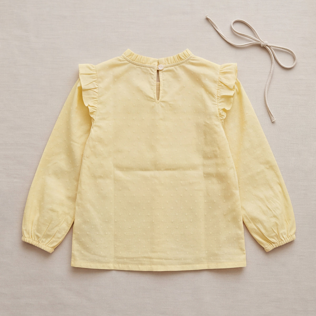 Girls Yellow Long Sleeve Swiss Dot Top