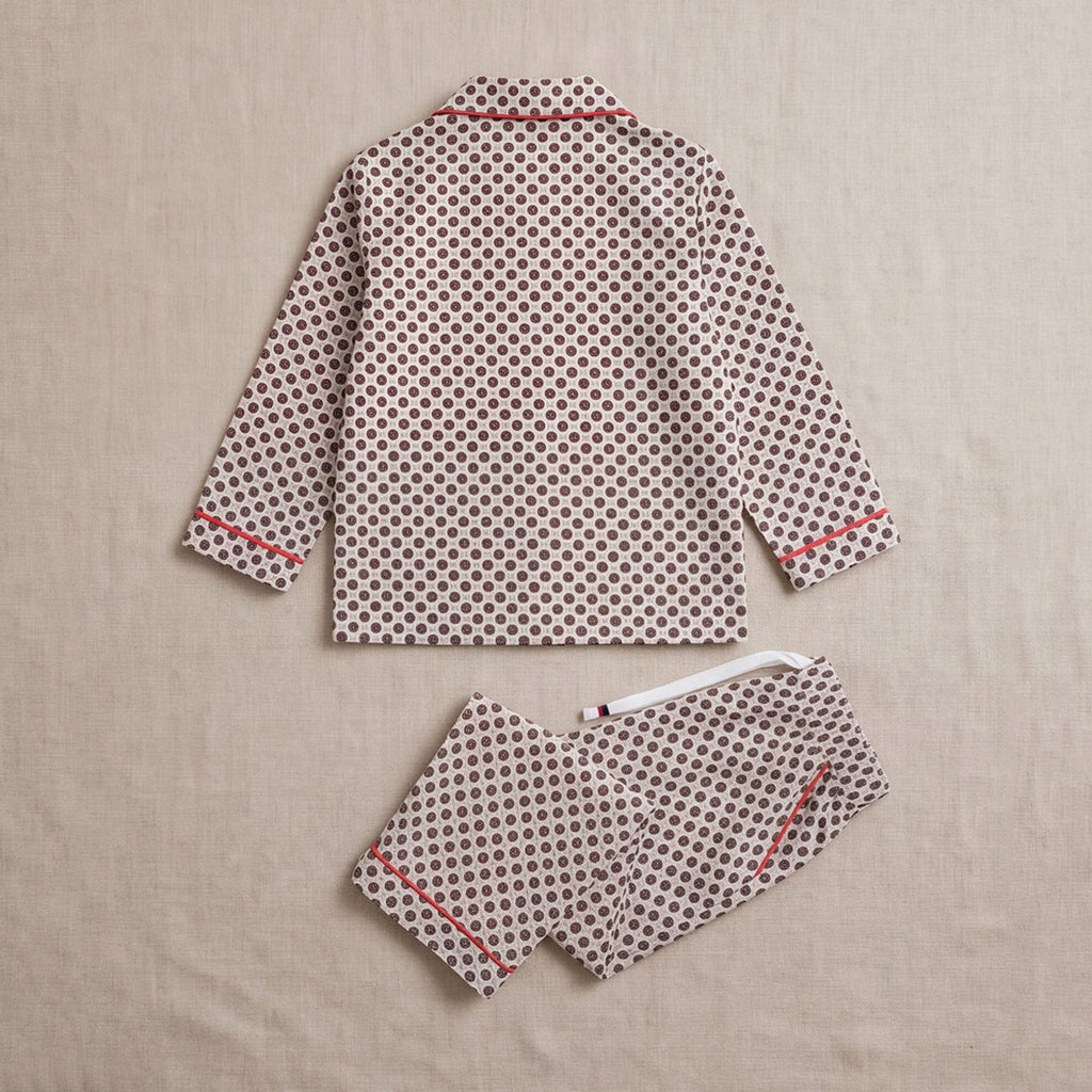 Boys White Printed Long Sleeve Shirt With Elasticated Trouser Nightwear Set