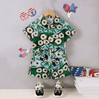 Boys Green Printed Short Sleeve Shirt With Elasticated Shorts Co-ord Set
