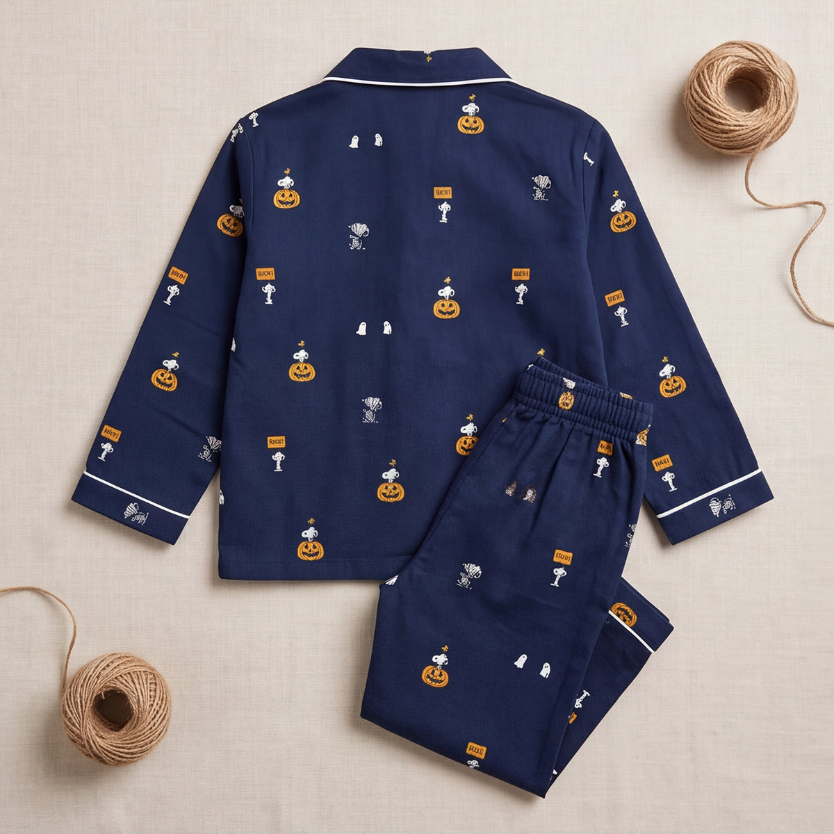 Boys Blue Printed Long Sleeve Shirt With Elasticated Pants Nightwear Sets