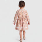 Girls Multicolor Floral Print Long Sleeve Dress