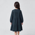 Girls Grey Long Sleeve Corduroy Fit & Flare Dress