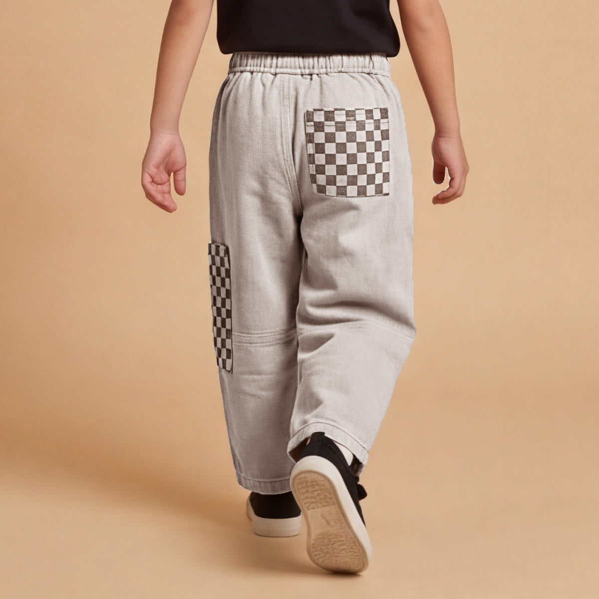 Boys Grey Elasticated Cotton Twill Trousers