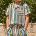 Boys Multicolor Short Sleeve Shirt With Shorts Co-ord Set