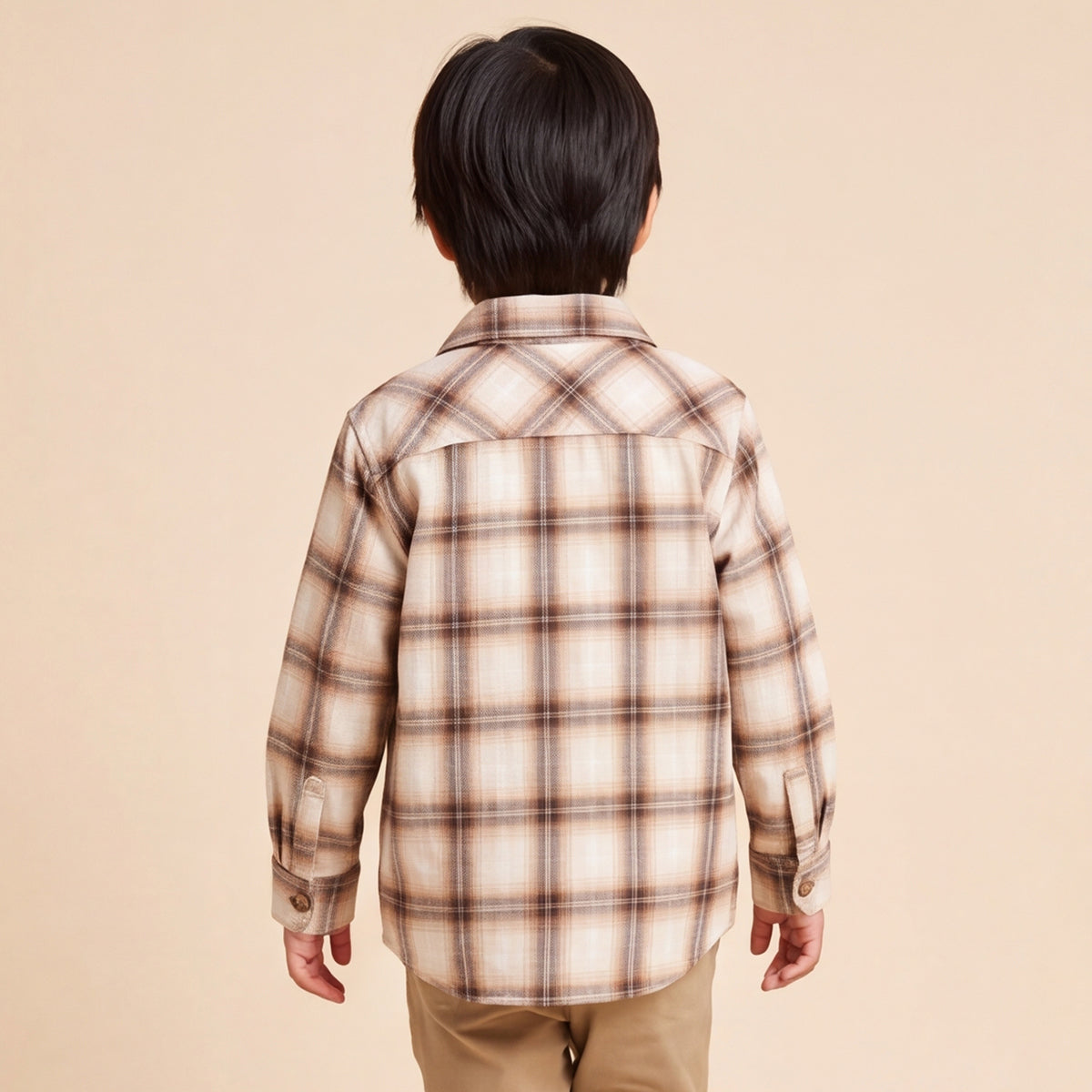 Boys Brown Checked Long Sleeve Shirt