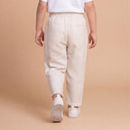 Boys White Elasticated Cotton Trousers