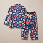 Girls Pink Printed Long Sleeve Shirt With Elasticated Pants Nightwear Sets