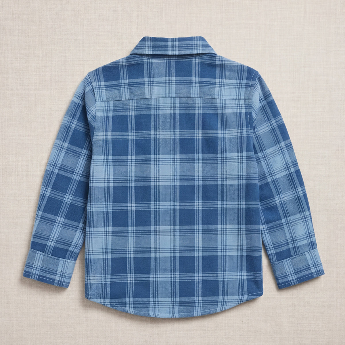 Boys Blue Flannel Long Sleeve Checked Shirt