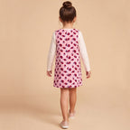 Girls Flower Printed A-Line Dress With Knitted T-Shirt