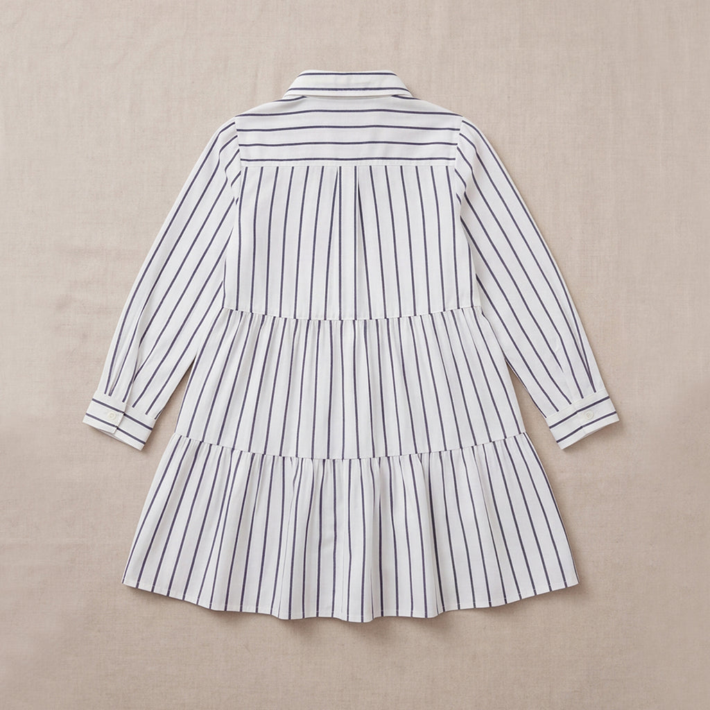 Girls White Stripes Long Sleeve Shirt Dress