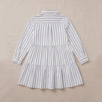 Girls White Stripes Long Sleeve Shirt Dress