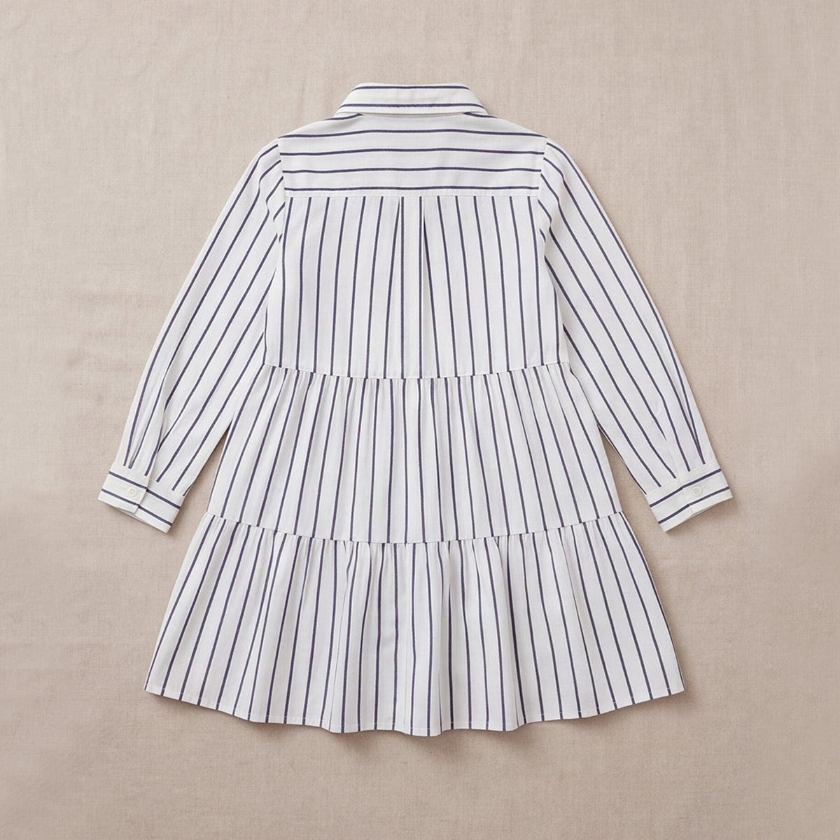Girls White Stripes Long Sleeve Shirt Dress