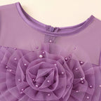 Girls Pink Floral Applique High Low Sleeveless Party Wear Dress