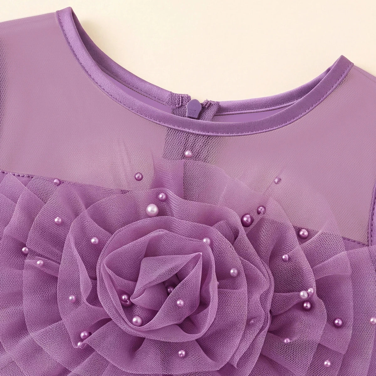Girls Pink Floral Applique High Low Sleeveless Party Wear Dress