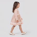 Girls Pink Floral Print Long Sleeve Dress