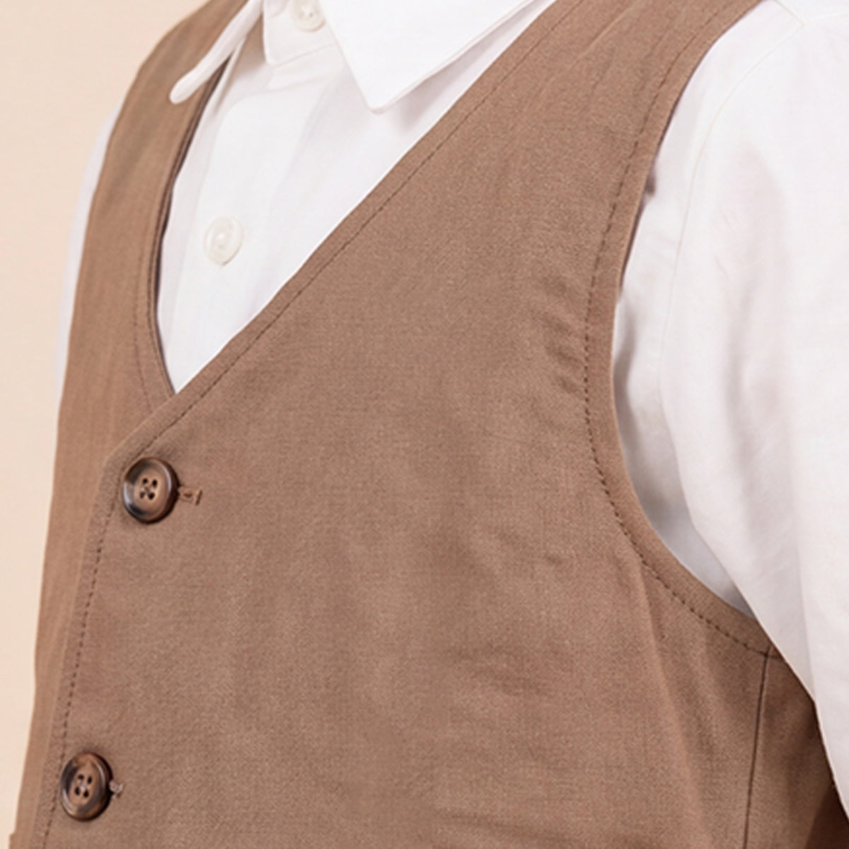Toddler Boys Brown 3Pcs Outfit Set Shirt with Waist Coat and Pants Suit