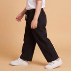 Boys Black Elasticated Trousers With Drawcord