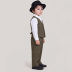 Toddler Boys Olive 3Pcs Outfit Set Shirt with Waist Coat and Pants Suit
