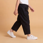Boys Black Elasticated Cotton Trousers