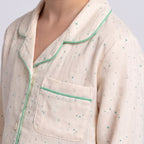Girls Green 3Pcs Pajama Set: Long Sleeve Shirt, Pajamas and Matching Stretched Hair Band