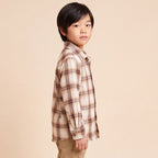 Boys Brown Checked Long Sleeve Shirt