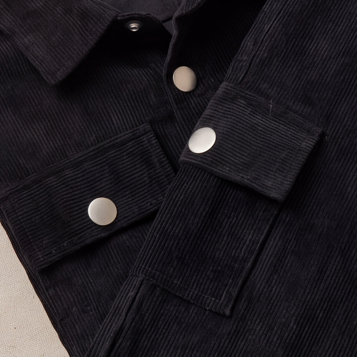 Boys Black Cotton Corduroy Shirt With Trousers Set