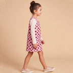 Girls Flower Printed A-Line Dress With Knitted T-Shirt