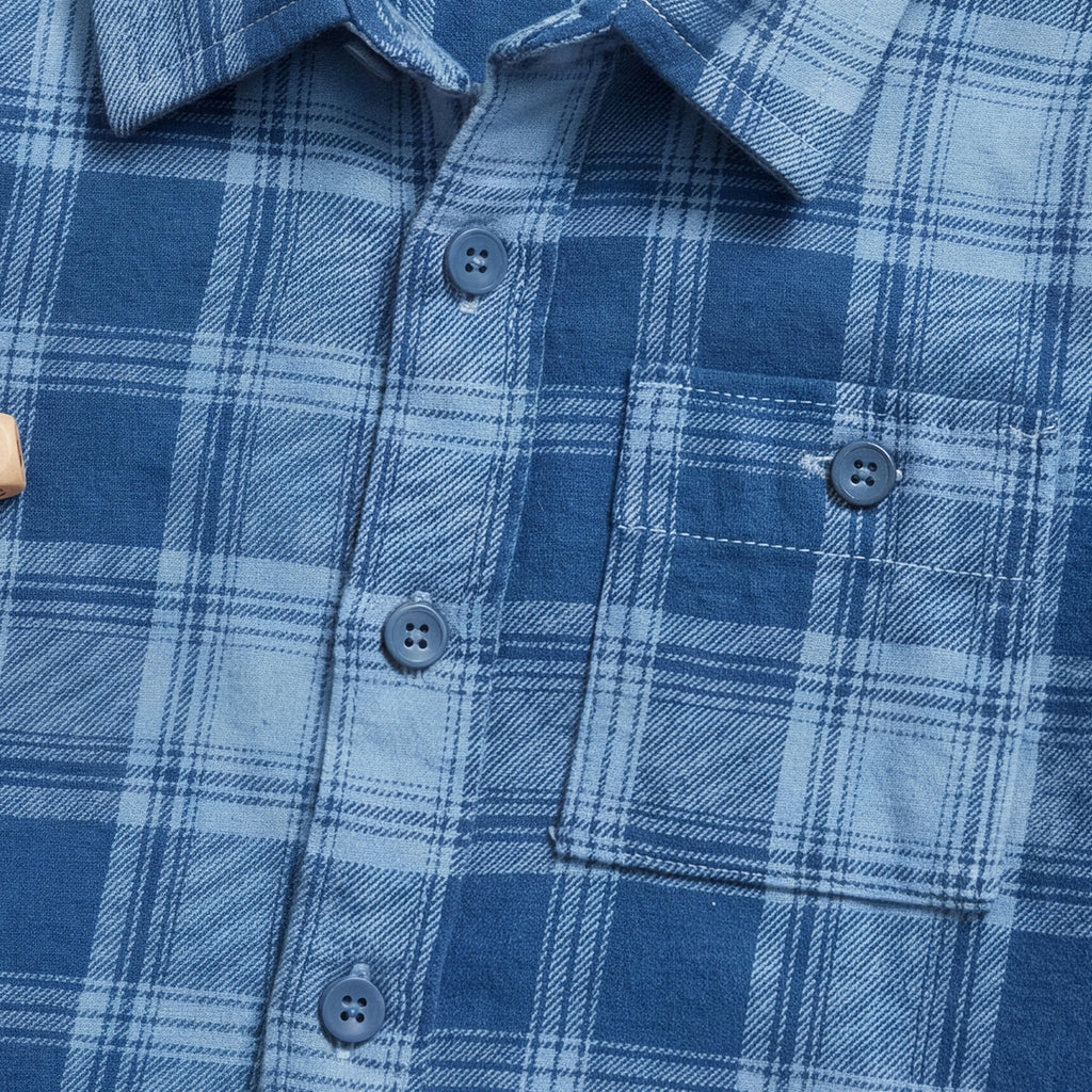 Boys Blue Flannel Long Sleeve Checked Shirt