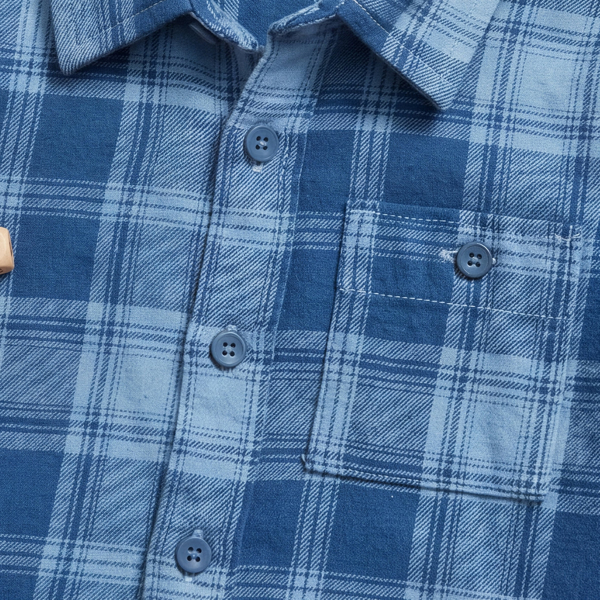 Boys Blue Flannel Long Sleeve Checked Shirt