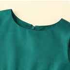 Girls Green Floral Applique High Low Sleeveless Party Wear Dress