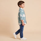 Boys Grey Printed Long Sleeve Shirt