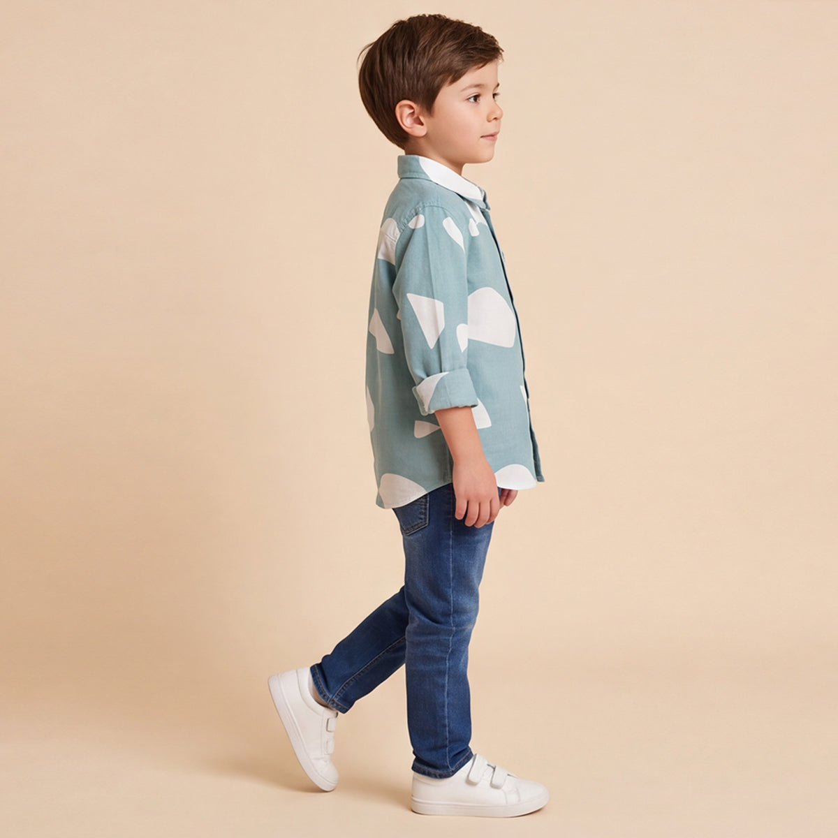 Boys Grey Printed Long Sleeve Shirt