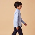 Boys Blue Dinosaur Graphics Long Sleeve Shirt