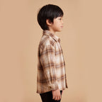 Boys Apricot Checked Long Sleeve Shirt