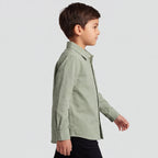 Boys Green Striped Long Sleeve Shirt