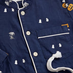 Boys Blue Printed Long Sleeve Shirt With Elasticated Pants Nightwear Sets