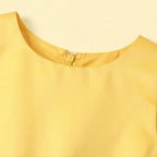 Girls Yellow Floral Applique High Low Sleeveless Party Wear Dress