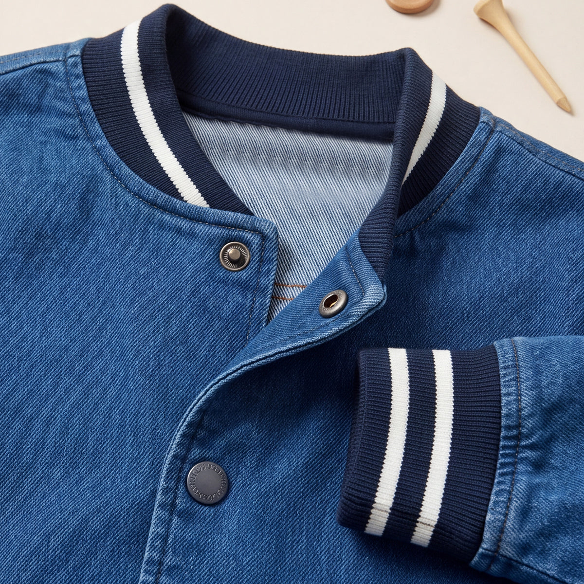 Boys Blue Varsity Long-Sleeve Cotton Jacket