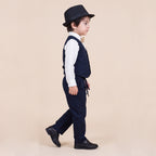 Toddler Boys Navy 3Pcs Outfit Set Shirt with Waist Coat and Pants Suit