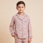 Boys Printed Pajama Set: Long Sleeve Shirt and Elasticated Pants Sleepwear