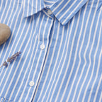 Girls Blue Stripes Long Sleeve Shirt Dress