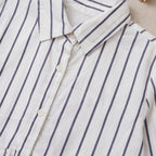 Girls White Stripes Long Sleeve Shirt Dress