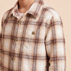 Boys Brown Checked Long Sleeve Shirt
