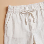 Boys White Elasticated Trousers With Drawcord