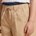 Boys Khaki Elasticated Cotton Trousers