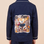 Boys Navy Pajama Set: Long Sleeve Shirt and Elasticated Pants Sleepwear