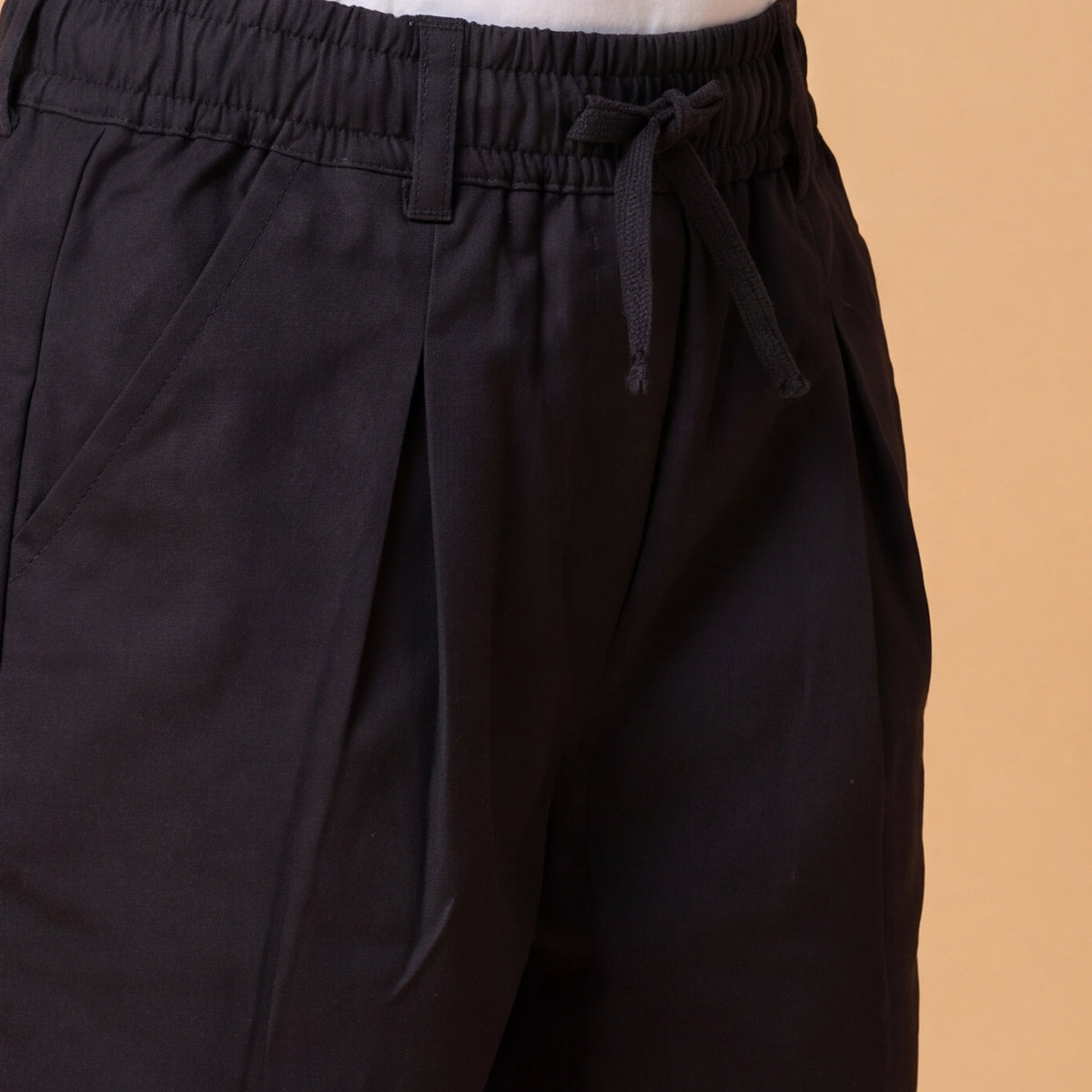 Boys Black Elasticated Cotton Trousers